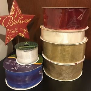 New Holiday Wired Ribbons - Lot of 6